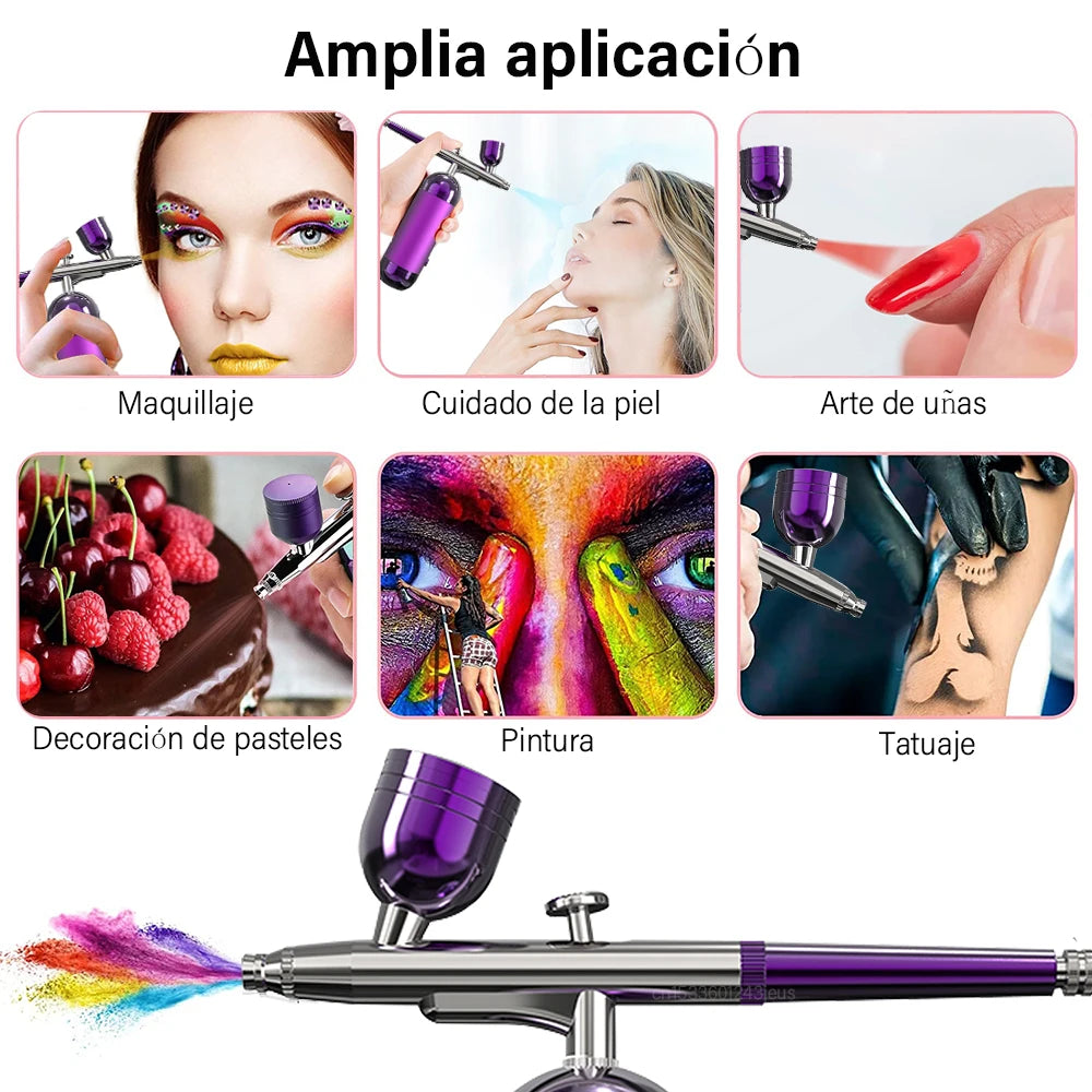 Aerógrafo para uñas con compresor, aerógrafo portátil para decoración de uñas, pintura, pasteles y manualidades. Kit de aerógrafo y compresor portátil para decoración de uñas.