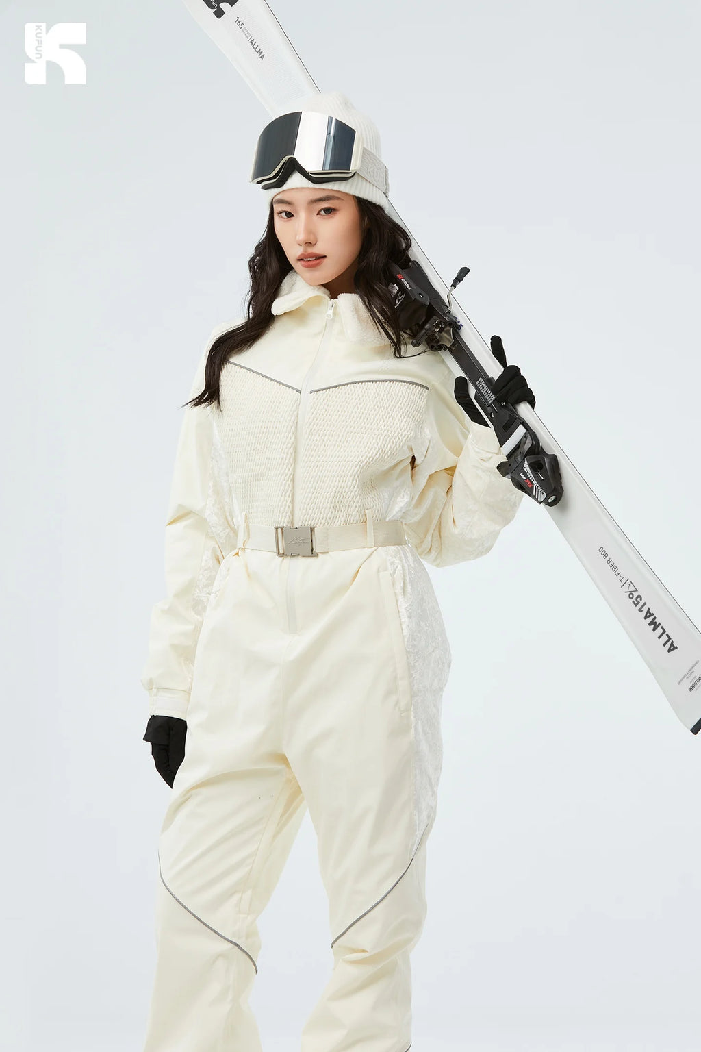 KUFUN-ropa de esquí para mujer, mono, impermeable, general, grueso, Snowboard, de una pieza, a prueba de viento, deporte de nieve, suelto, para adultos y adolescentes