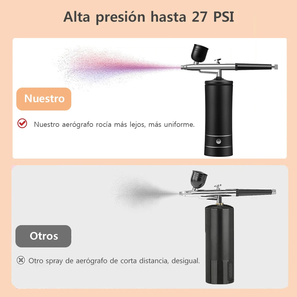 Kit de pintura para decoración de uñas con aerógrafo, Mini aerógrafo con compresor para pintura de pasteles y uñas, pistola pulverizadora manual portátil, aerógrafo para uñas