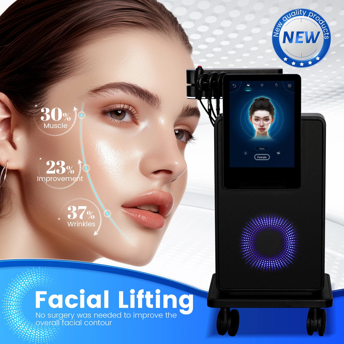 Nuevo Dispositivo de Belleza Facial MYOslim con Temperatura, Microcorriente, Onda Electromagnética, Reafirma la Piel, Reduce las Arrugas, Uso Doméstico