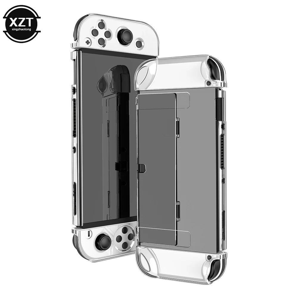 Funda Protectora Transparente de Cristal para Nintendo Switch OLED, Carcasa Rígida Transparente Acoplable para Consola Switch OLED, Accesorio