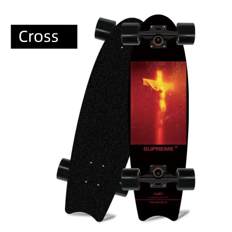 Patineta de madera de arce con cuatro ruedas y diseño de cola de pez, ideal para principiantes, para desplazarse y practicar patinaje urbano.