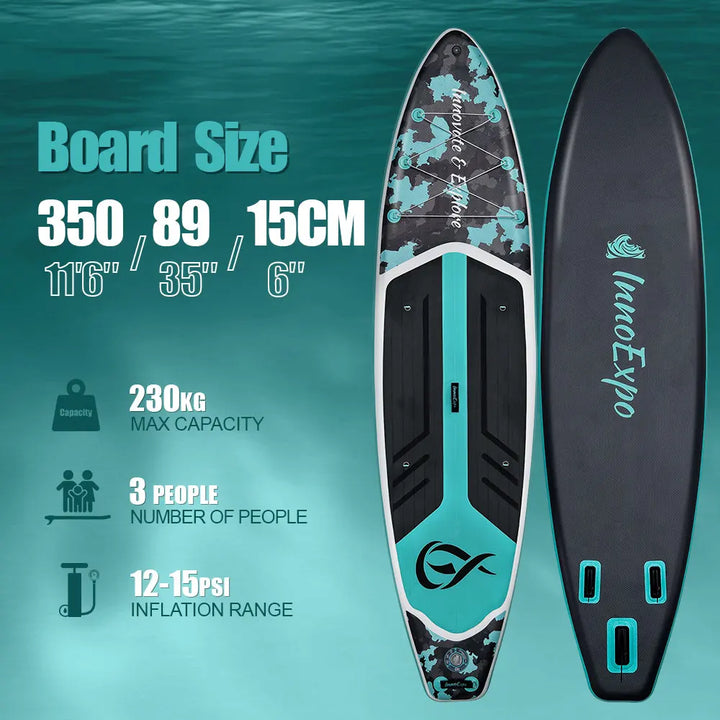 InnoExpo Tabla de Paddle Surf Inflable de 320-350 cm, Tabla de Surf, Tabla de SUP, Antideslizante, para Deportes Acuáticos, Tabla de Paddle Surf ISUP