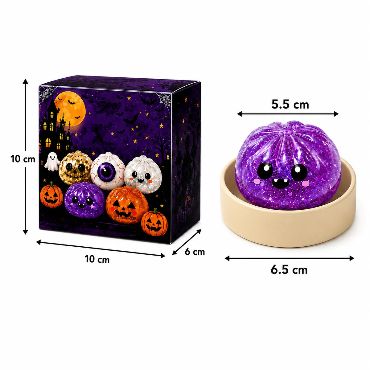 Juguete Antiestrés de 5.5cm/8.5cm con Forma de Fantasma de Halloween, Squishy de Presión de Ascenso Lento para Niños y Adultos, Regalo Antiansiedad