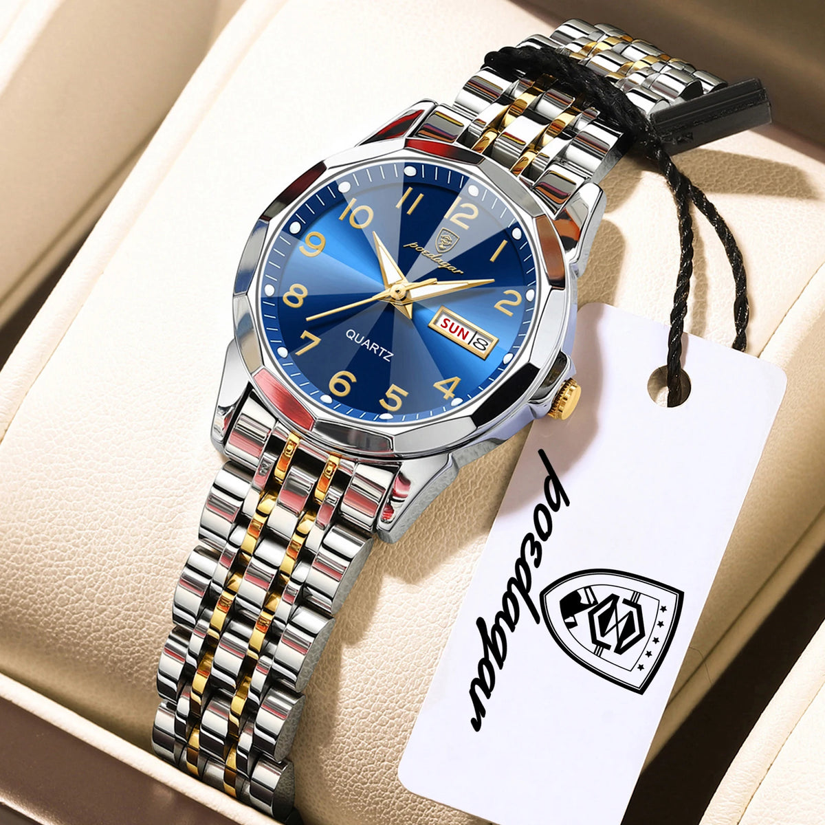 Reloj original elegante para mujer POEDAGAR, resistente al agua, luminoso, con fecha y día, de acero inoxidable, reloj de cuarzo a la moda para mujer