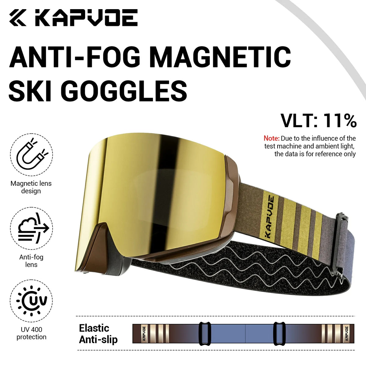 KAPVOE Gafas de nieve magnéticas Protección UV antivaho de doble capa para esquiar Snowboard Claridad de alta definición Esquí unisex
