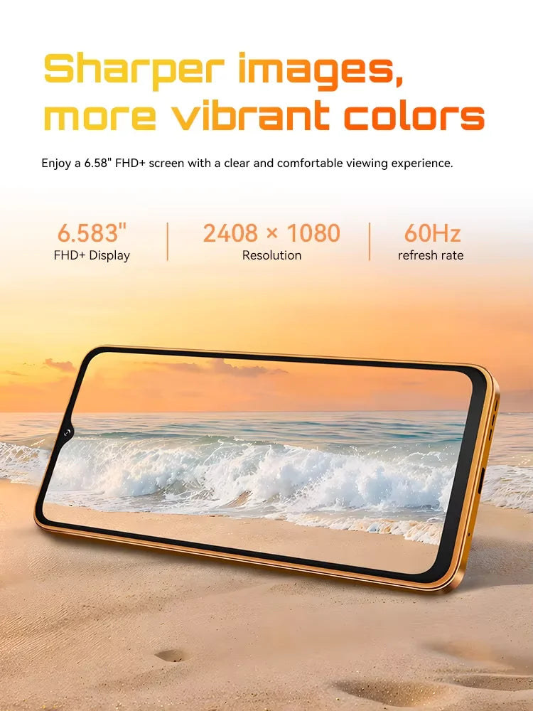 [Envío desde Francia] Smartphone Cubot A50 Android 16GB(6+10) RAM+128GB ROM, 6.58 pulgadas FHD+ 1080*2408, 60Hz, Dual Nano SIM, Batería de 5000mAh, 48MP+16MP, NFC, Face ID