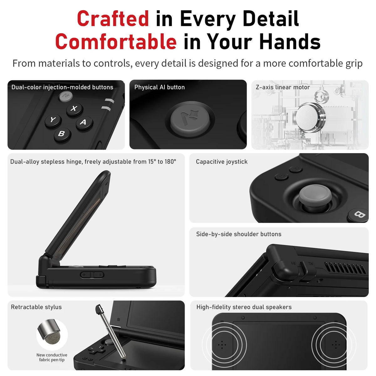 Consola de Juegos Portátil Retro Anbernic RG DDS con Pantalla IPS de 4.7"/4" Doble, Batería de 6000mAh, Android, 16 Juegos, Compatible con Asistente de IA y Streaming