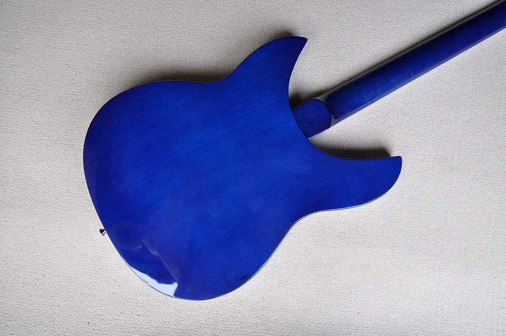Guitarra Eléctrica Azul Semi-Hollow de 12 Cuerdas con Herrajes Cromados