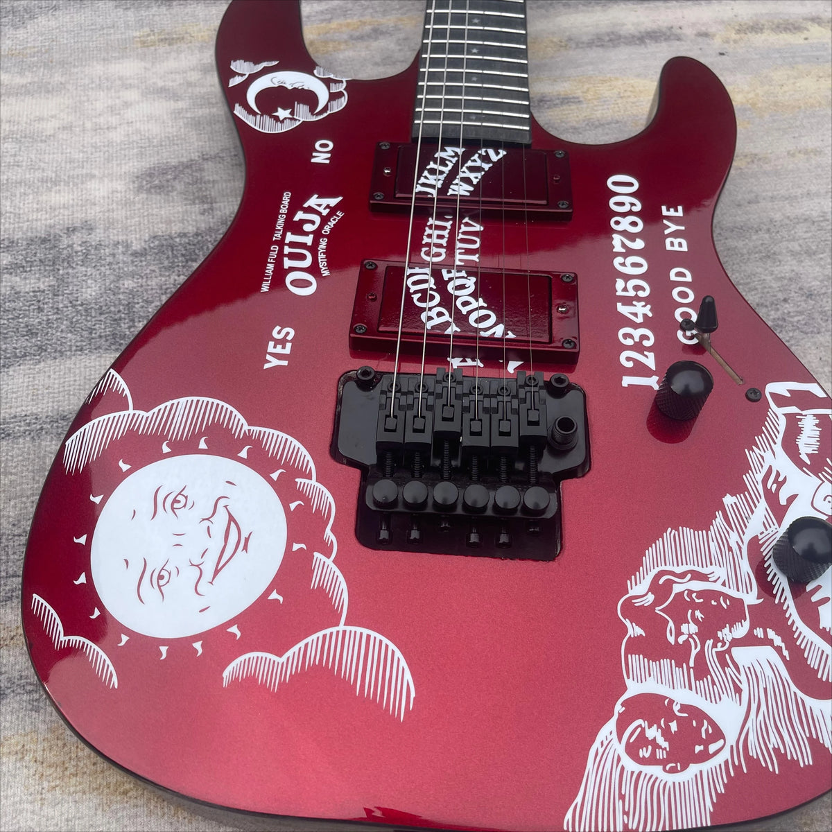 Guitarra Eléctrica STSS de Alta Calidad con Acabado Rojo Metálico, Doble Pastilla, Doble Bloqueo de Trémolo, Guitarra de Rock Metálica, Entrega Incluida