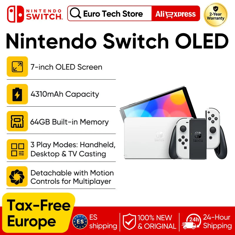 Nintendo Switch Modelo OLED Pantalla de 7 pulgadas Joy‐Con Mango Audio mejorado Consola ajustable Modo de TV estable Videojuego