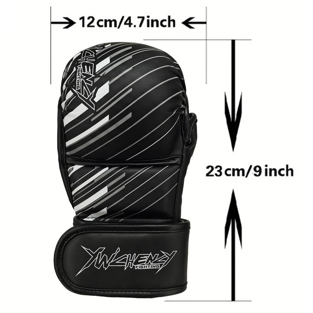 Guantes de entrenamiento de boxeo MMA para adultos profesionales, cojín de cuero de medio dedo, nudillos Sanda para saco de arena