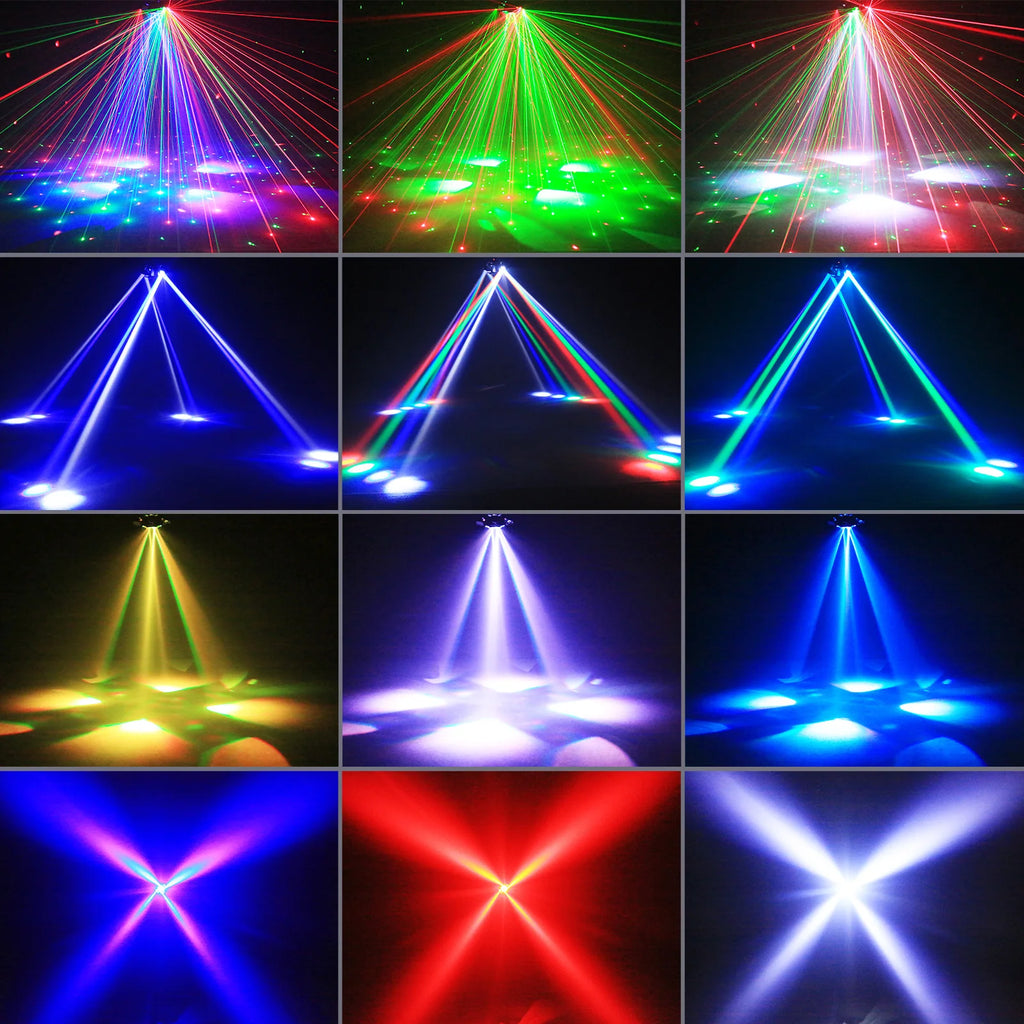 Luz de cabeza móvil Somspot 120W 4 en 1, luz de lavado RGBW, efecto de haz Bee Eye, luz láser con control remoto, luces de DJ para discoteca, fiesta, escenario, proyector de iluminación para conciertos, bodas, teatros, espectáculos en vivo, bares y clubes