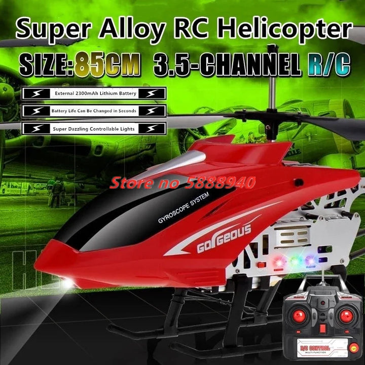 Helicóptero RC de Aleación Actualizado, 2.4G, 150M, 85CM, Gran Tamaño, Resistente a Caídas, con Luces LED, Control Remoto, Regalos