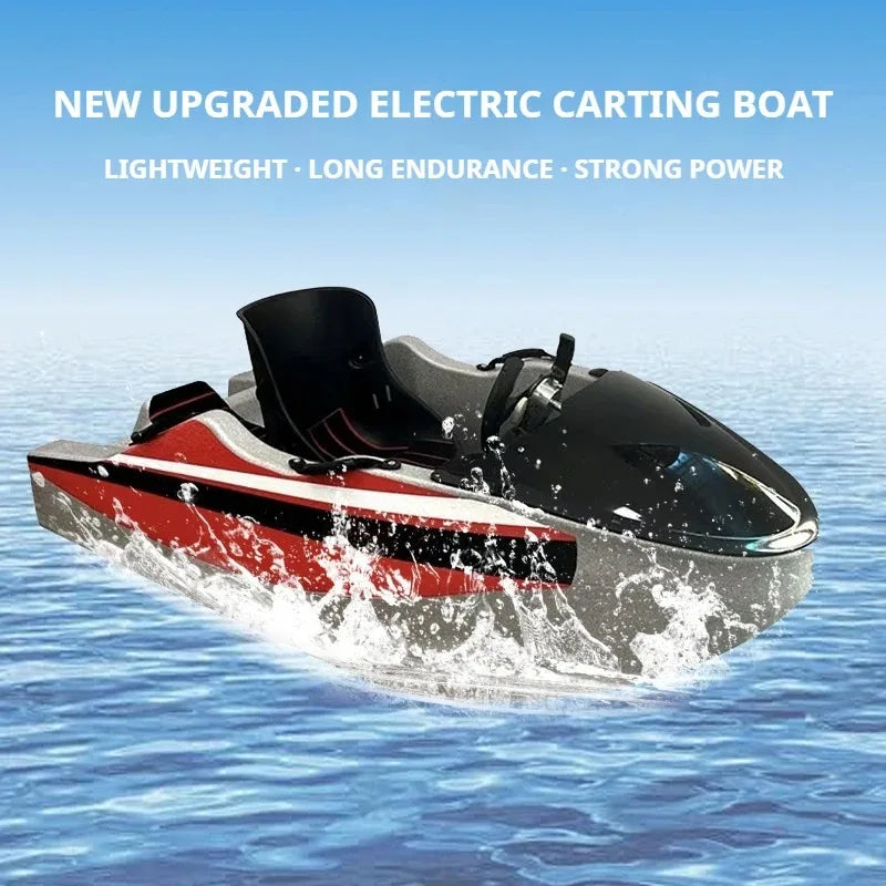 Moto Acuática Eléctrica, Jet Ski Motorizado de Doble Velocidad de 52 km/h para 2 Adultos, Carga de 150 kg y 90 Minutos de Autonomía para Deportes Acuáticos y Esquí