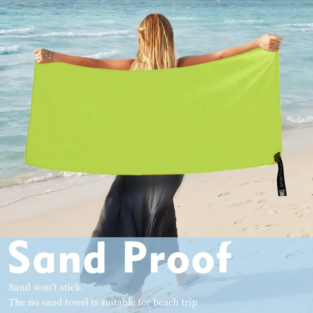 Toalla de secado rápido de microfibra a prueba de arena, ligera, portátil, para playa, natación, Yoga, gimnasio, artículos esenciales para viajes, súper absorbente, suave para la piel
