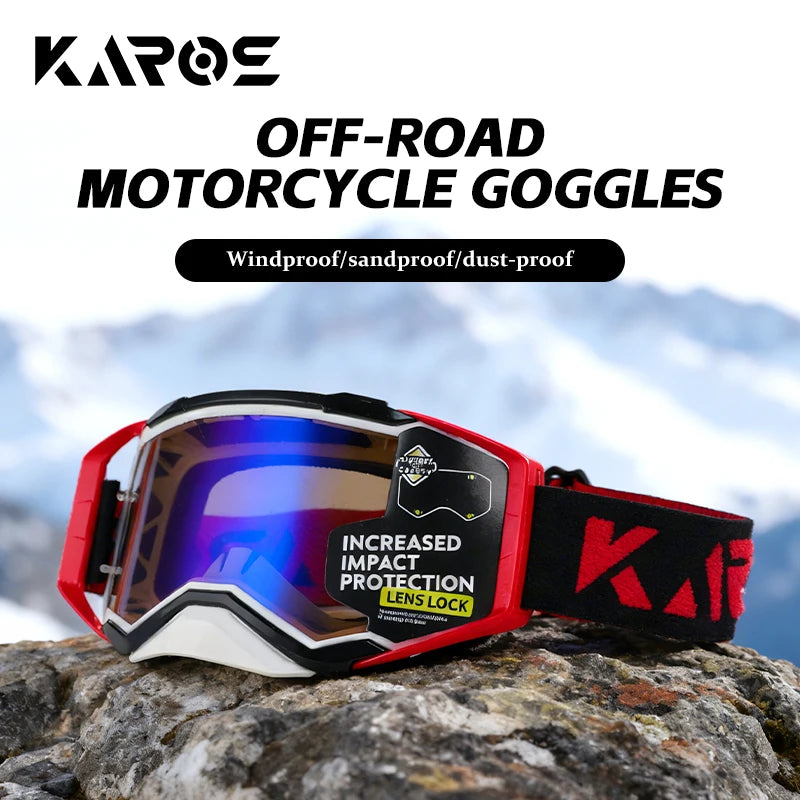 KAROS gafas deportivas lente de campo ancho almohadilla absorbente de golpes de 3 capas banda ajustable protección UV gafas de esquí para motocicleta K339