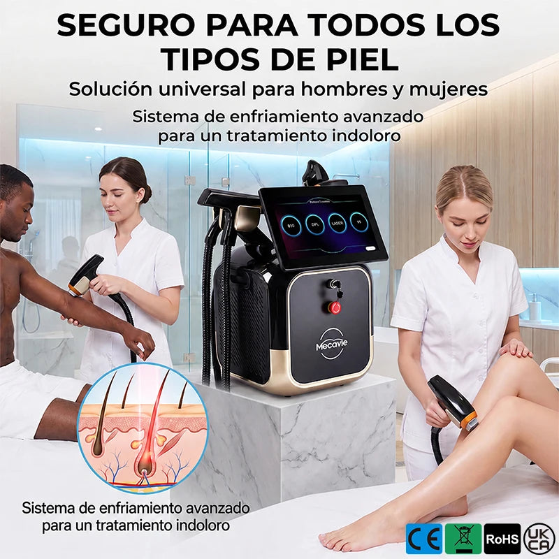 Máquina de Láser Pico Diodo IPL RF 4 en 1 Profesional Mejorada, Depilación Permanente, Rejuvenecimiento de la Piel, Tensado Facial