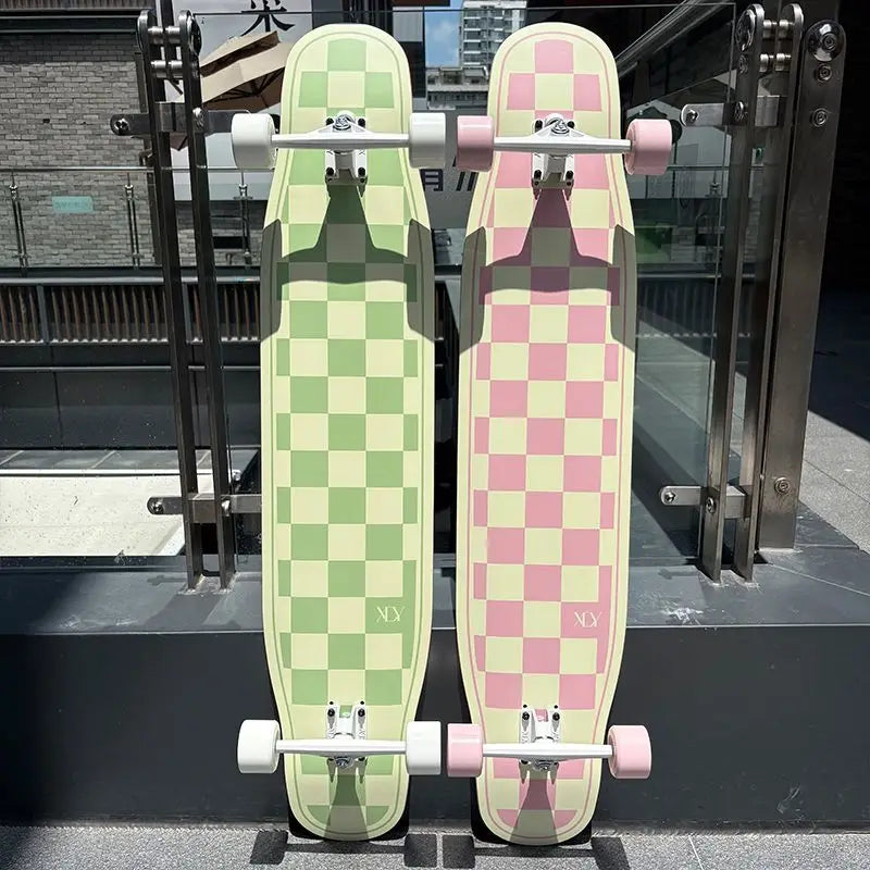 Patineta Longboard Completa de 113 cm para Principiantes, Adultos y Niños, con Tabla de Bambú, Arce y Fibra de Vidrio, Ruedas de 65x46 mm para Bailar Freestyle