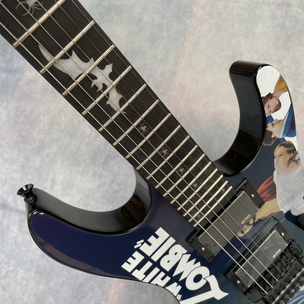 Guitarra eléctrica negra personalizada de 6 cuerdas, diapasón de palisandro, caoba, herrajes negros, guitarra eléctrica