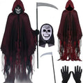 Set de disfraz de la Muerte para adulto, Halloween, fantasma, dementores, cosplay, capa con capucha, máscara y guantes para fiesta del Día de los Muertos