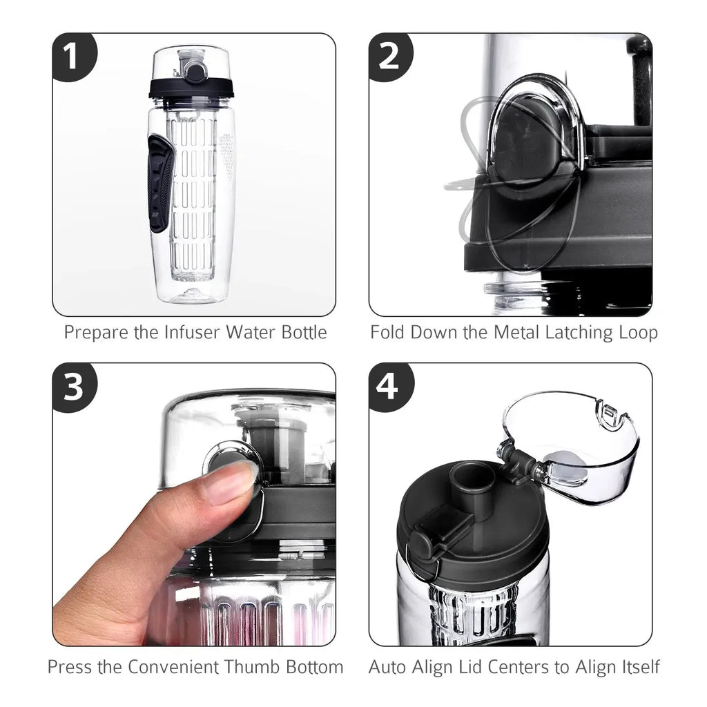 Botella de agua con infusor de frutas sin BPA, coctelera de jugo, botella de agua deportiva con limón, botellas deportivas para beber frutas para niña