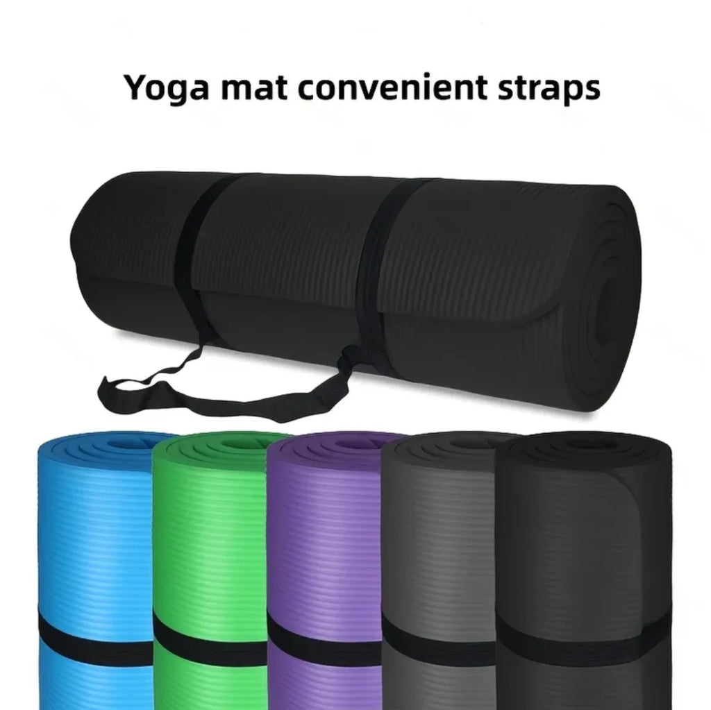 1 paquete - 6 / 8 / 10 mm de espesor estera de yoga sólida, 183 x 61 cmtpe estera de yoga antideslizante, con Correa