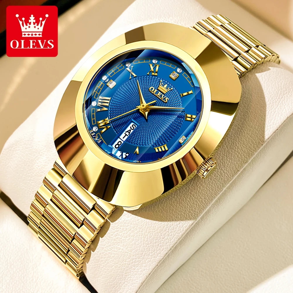 Reloj de cuarzo dorado OLEVS para mujer, moderno, elegante, con caja de acero de tungsteno, resistente al agua, reloj de pulsera de lujo original para dama, nuevo