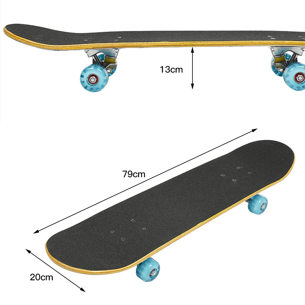 Patineta completa de 31 pulgadas, 7 capas de madera de arce, patineta completa preensamblada, patineta longboard con rodamientos ABEC-7 para adolescentes y adultos, azul.