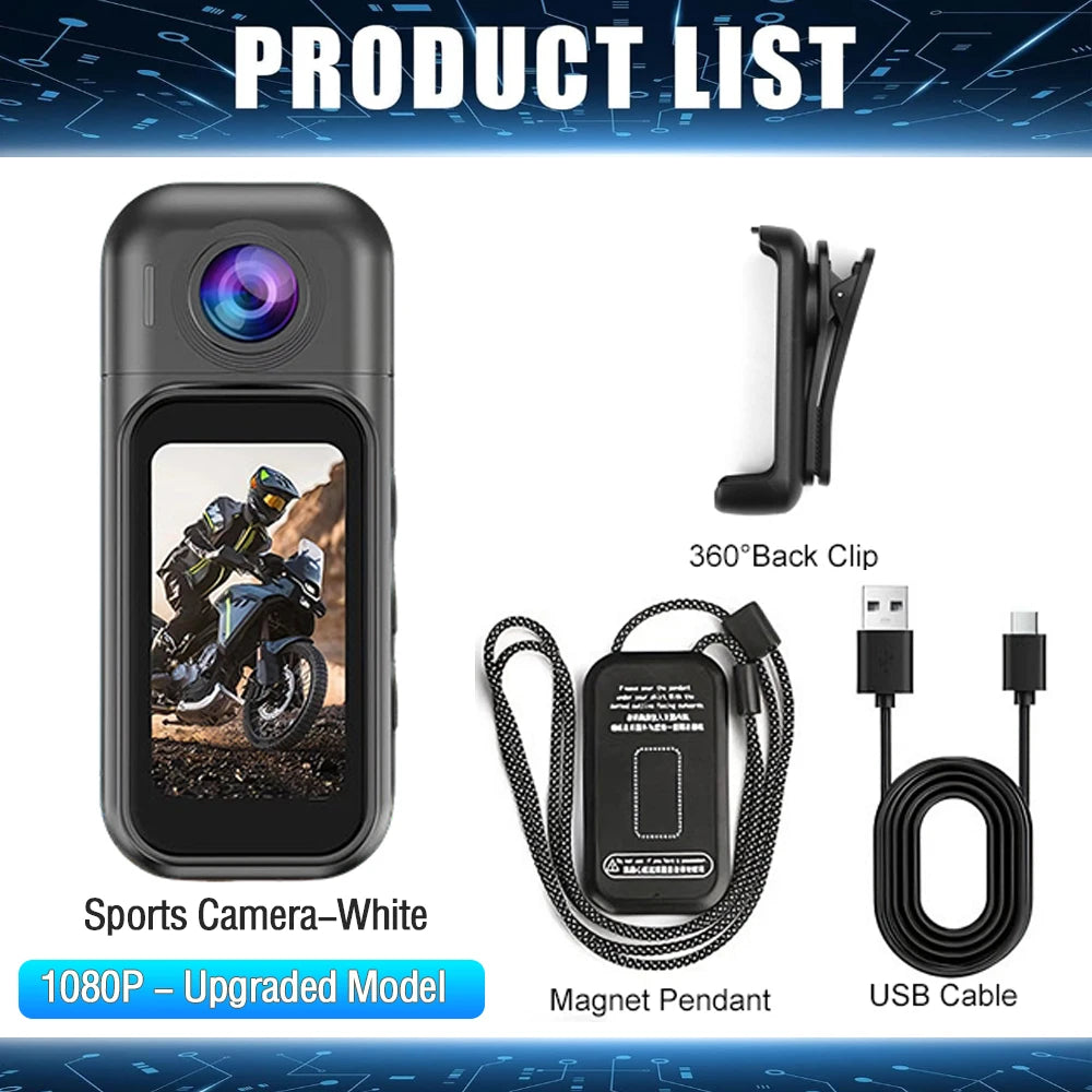 Mini Cámara Deportiva 4K, Cámara HD 1080P/30FPS, Control Remoto WiFi, Resistente al Agua, Cámara para Casco Vlog DV con Estuche de Carga