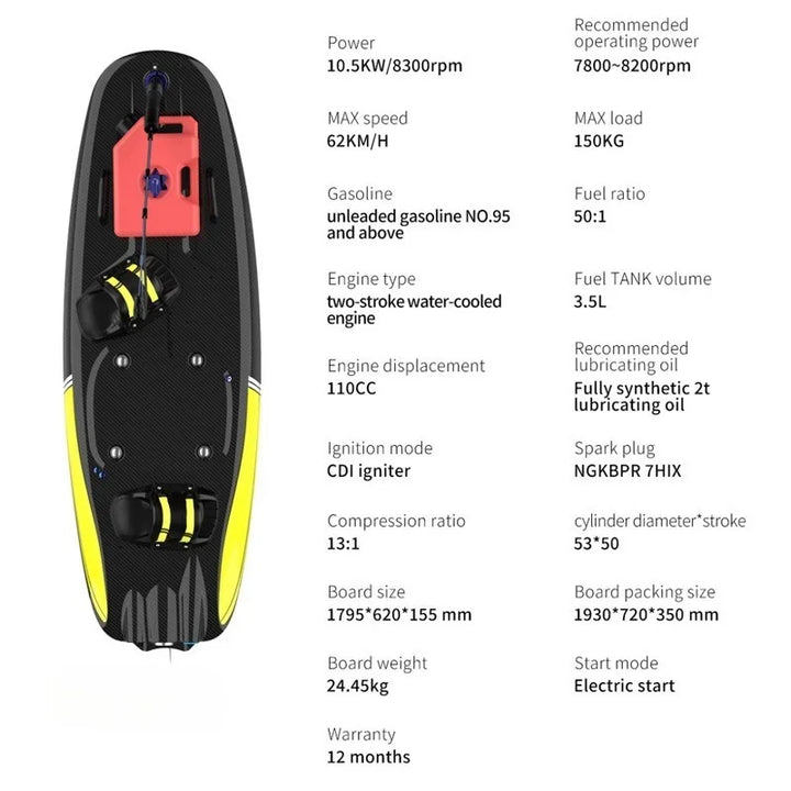 Tablas de surf motorizadas, lanchas rápidas, esquís acuáticos, karts eléctricos, motos acuáticas, tablas de surf con hidroala, tablas de surf eléctricas