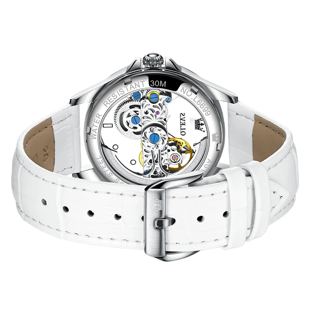 Reloj OLEVS de moda con diseño hueco creativo, marca de lujo, mecánico automático, resistente al agua para mujer, reloj mujer