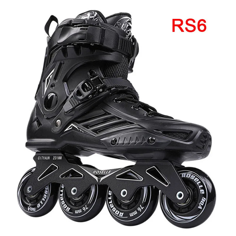 Patines en línea originales de PU para adultos y niños, 4 ruedas, Patines de marco plano para Slalom, deslizamiento, FSK, patinaje de carretera