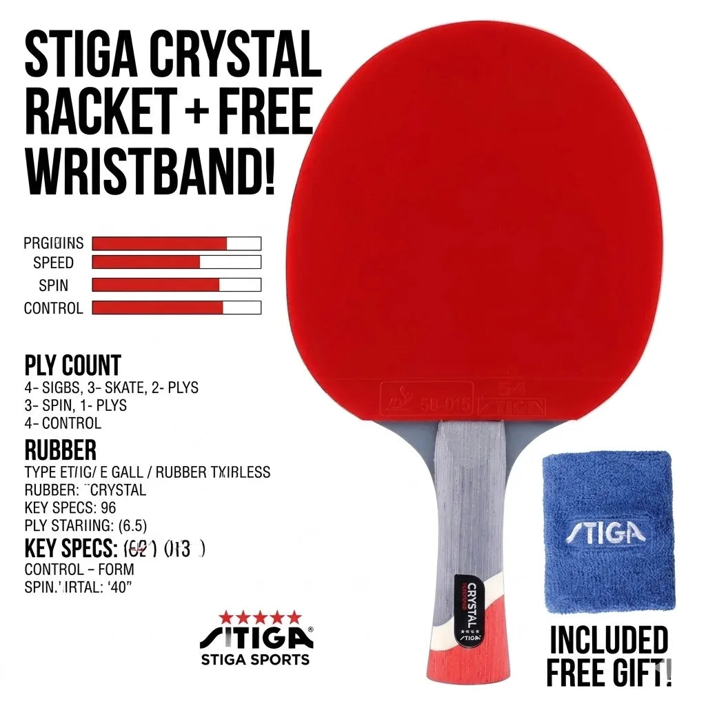 Raqueta de Tenis de Mesa STIGA 3/4/5/6 Estrellas CARBOTable, Paleta de Ping Pong para Ataque Rápido Avanzado, Gomas Antideslizantes con Puntos en el Interior