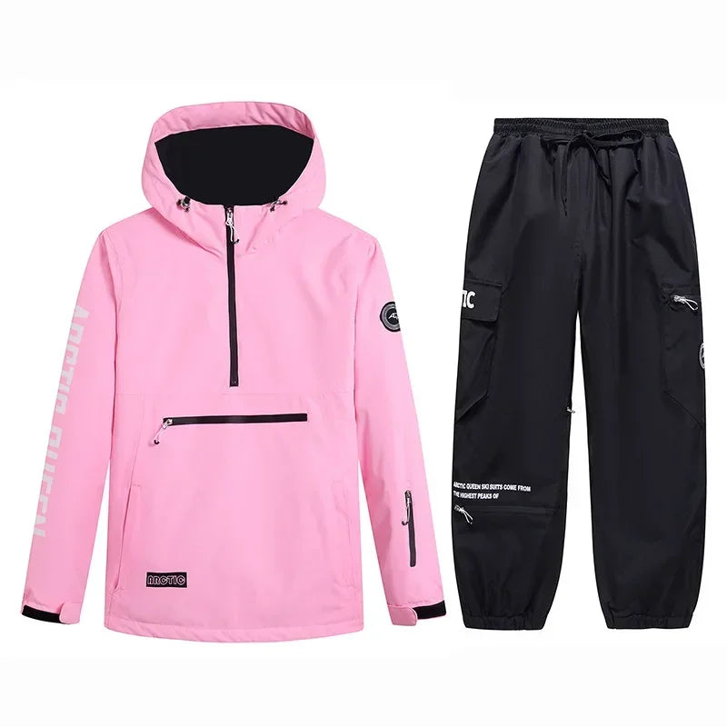 Conjuntos de Trajes de Nieve para Hombre y Mujer, Ropa de Snowboard, Ropa de Invierno para Exteriores, Sudadera con Capucha, Traje Impermeable, Chaqueta de Esquí + Pantalones