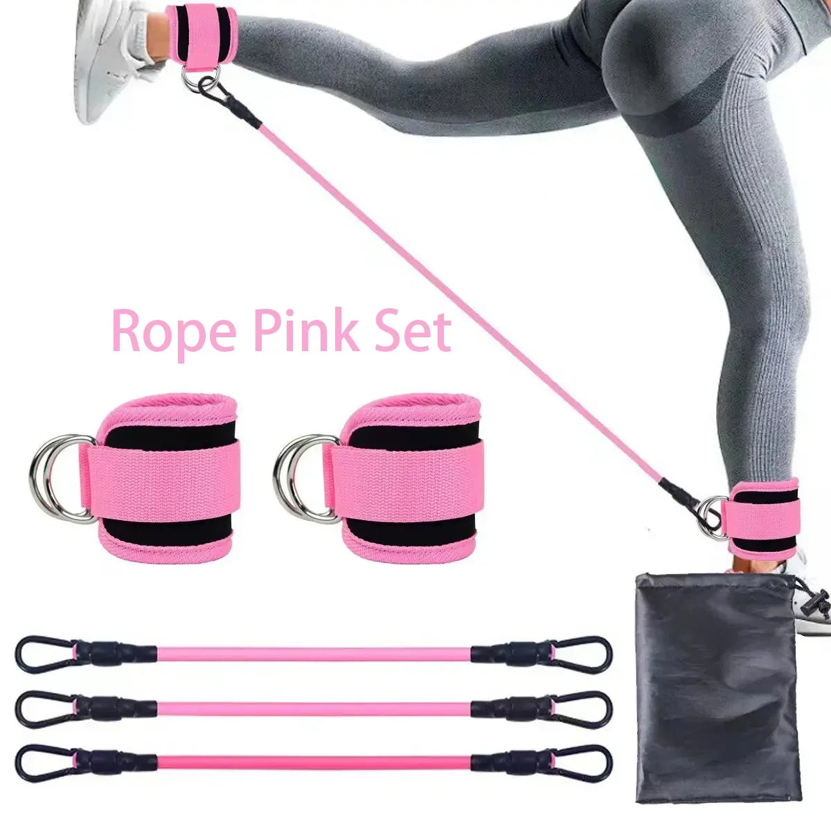 Juego de Bandas de Resistencia con Correas para Tobillos, Equipo de Ejercicio, Pesas para Tobillos, Banda Elástica de Yoga para Gimnasio, para Hombre y Mujer