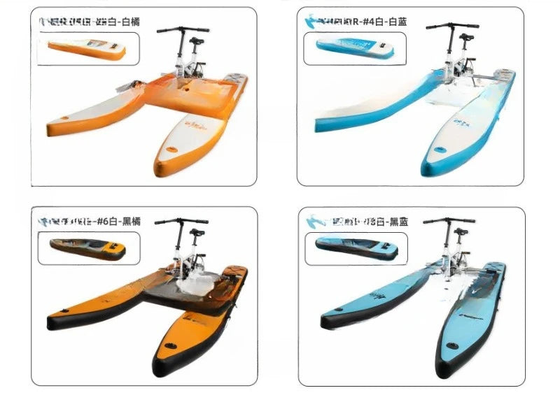 Bicicleta acuática, bicicleta acuática individual con plataforma inflable de PVC, ideal para recorridos turísticos en zonas de interés.
