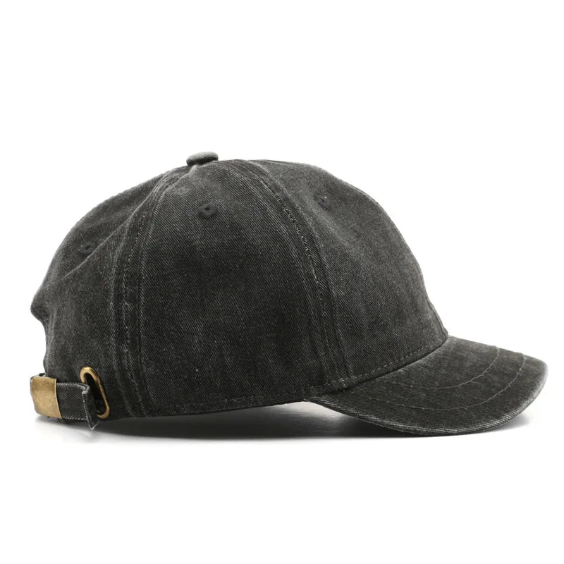 Gorra de béisbol vintage de mezclilla de ala corta para mujer y hombre, estilo coreano JK, gorra de algodón lavado, estilo hip hop, ajustable, tipo camionero