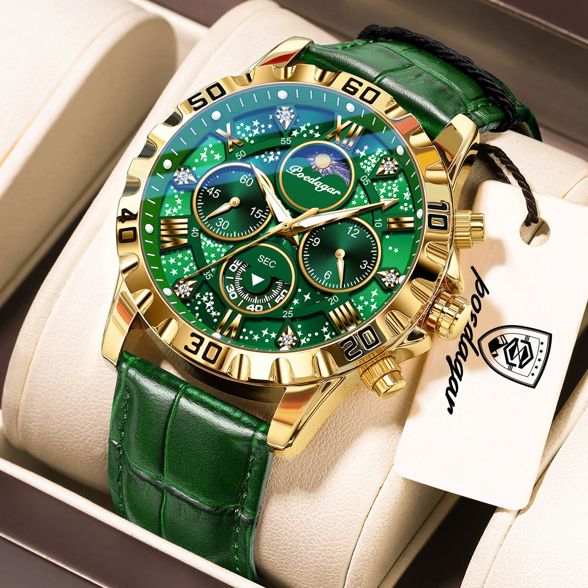 POEDAGAR Top Fashion Man Watch Waterproof Luminous Leather Business Men Wristwatch Chronograph Quartz Sports Men's Watches Reloj