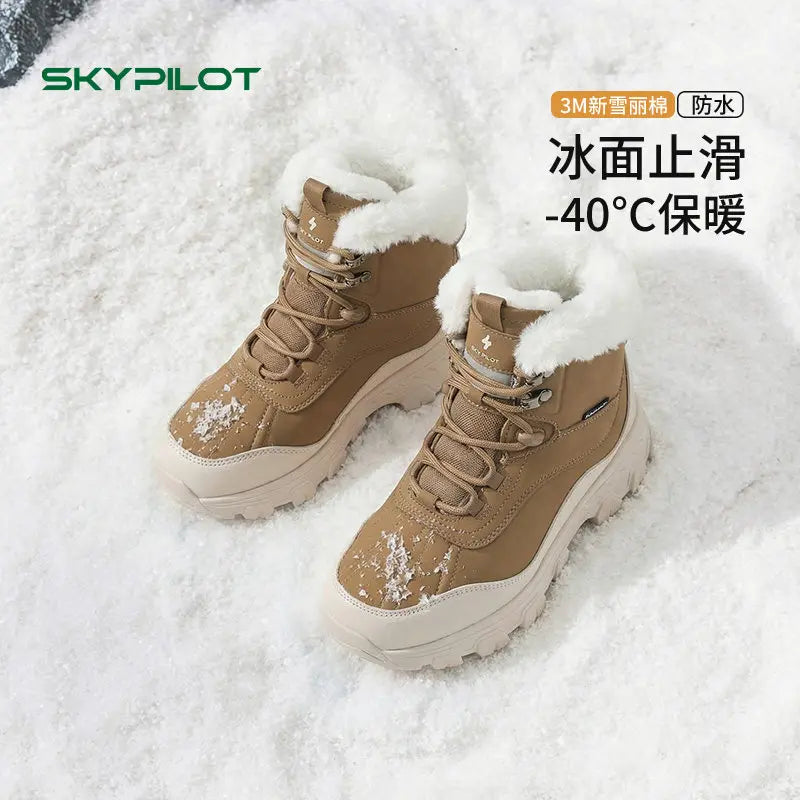 Botas de nieve Skypilot para hombre, botas de senderismo de invierno, botas de esquí cálidas de lana, botas impermeables para mujer, zapatillas de trekking.