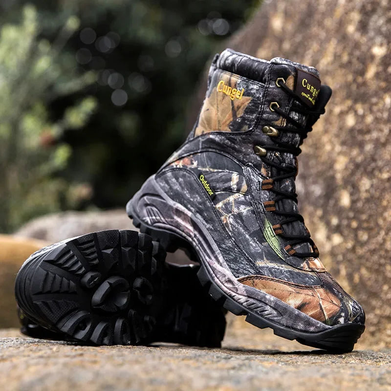 Botas de nieve de piel auténtica para hombre, botines de trabajo impermeables hechos a mano, Zapatos altos, cálidos, Invierno