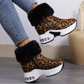 Zapatillas de deporte cálidas para mujer, botas cortas informales con forro de empuje y cremallera lateral, botas de nieve hasta el tobillo para mujer, botas de cuña con plataforma