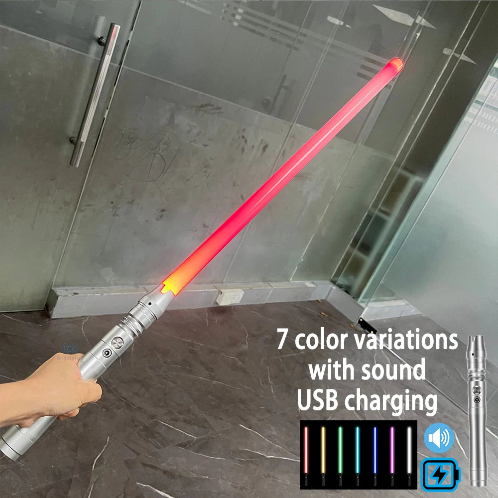 Espada láser RGB de 80 cm, juguete de sable de luz, 7 colores cambiantes, fuentes de sonido para niños, Force FX FOC Blaster, juguete de espada láser Jedi, regalo