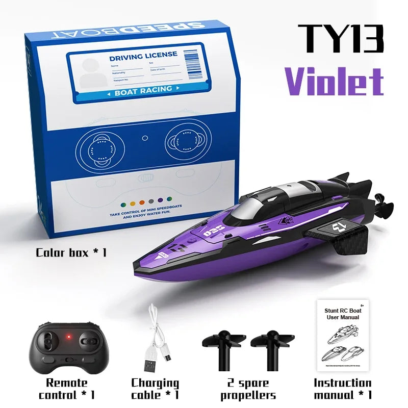 2.4G Mini RC Speedboat Multiple Player Game Double Motor High Speed Ship Lake Pool Bathtub Waterproof RC Stunt Boat Toy for Kids