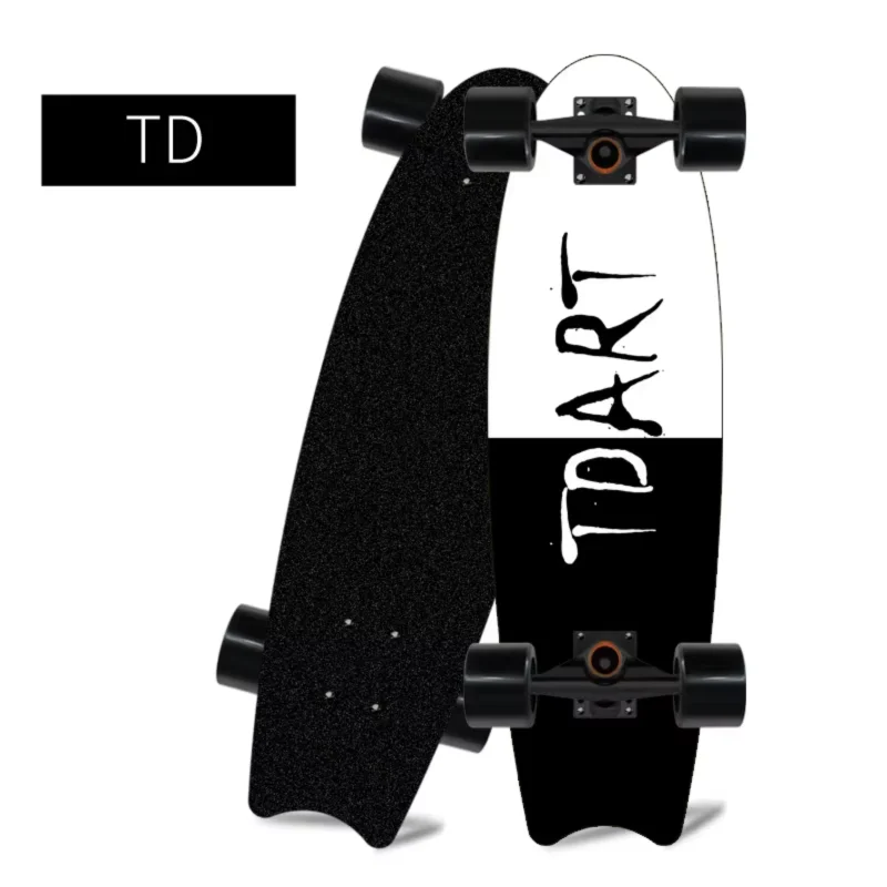 Patineta de madera de arce con cuatro ruedas y diseño de cola de pez, ideal para principiantes, para desplazarse y practicar patinaje urbano.
