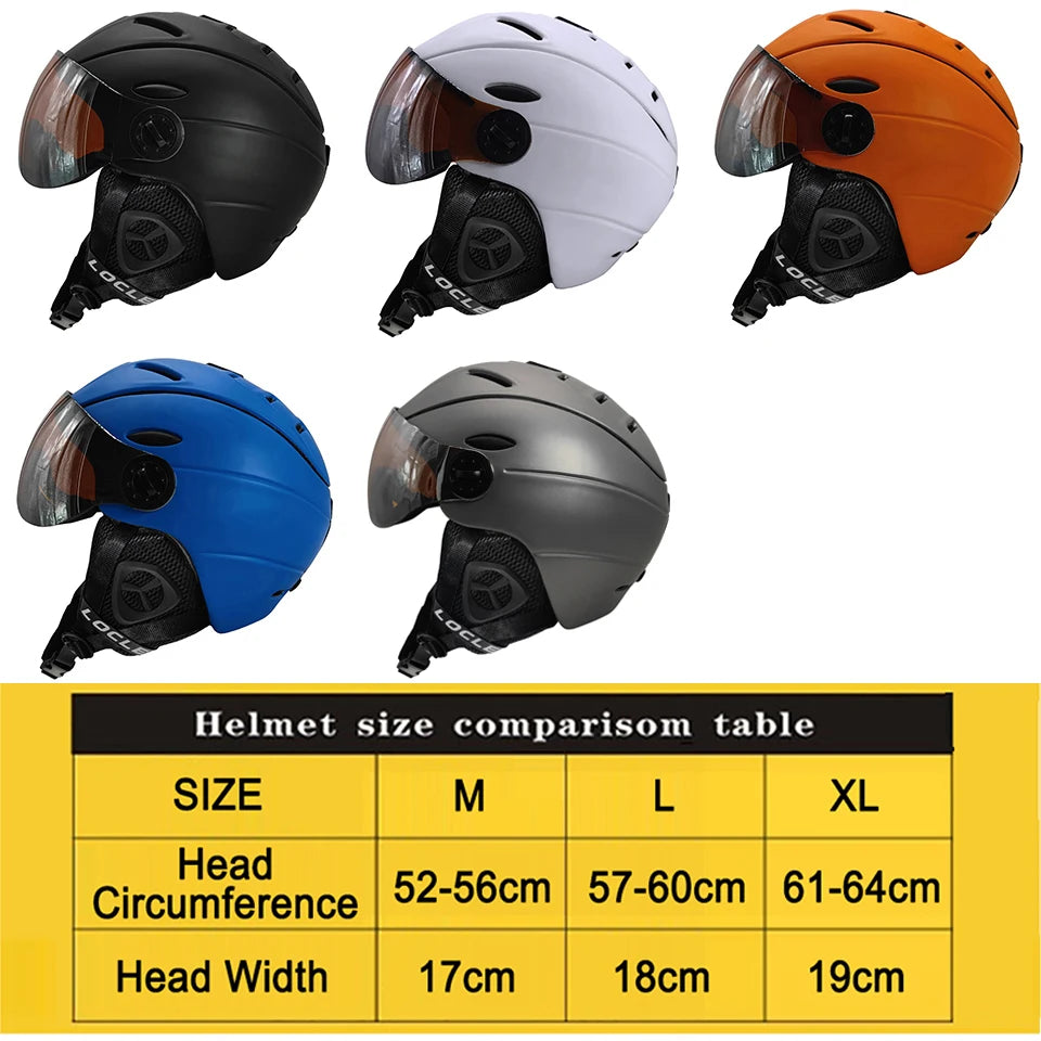 LOCLE casco de esquí invierno deportes al aire libre hombres mujeres casco de esquí esquí Snowboard nieve monopatín casco con gafas visera