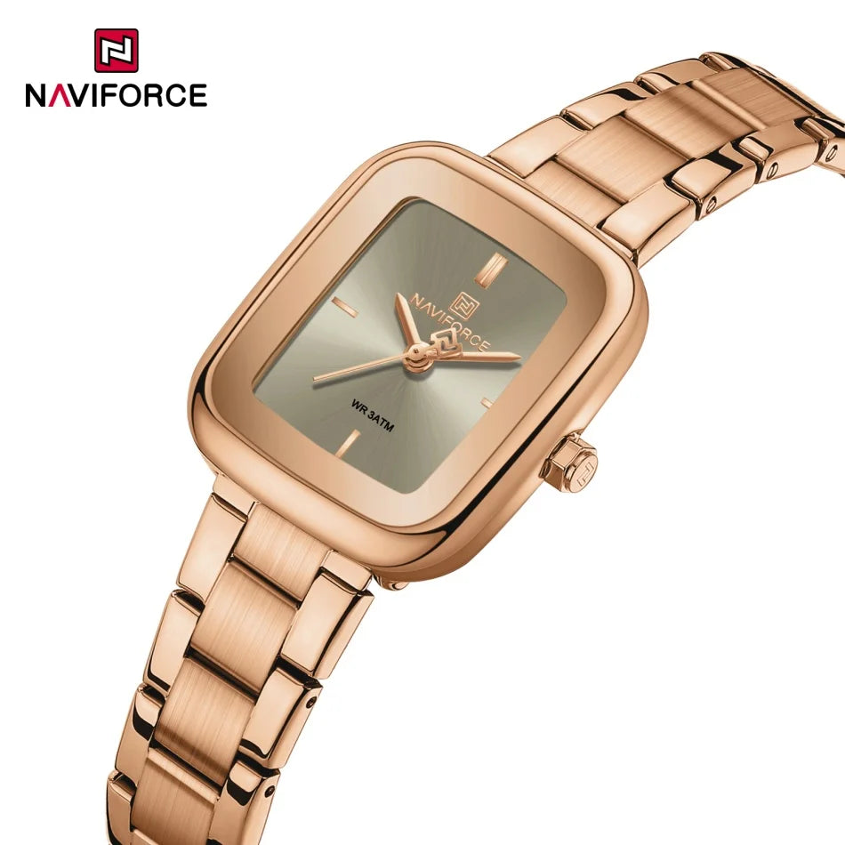 Nuevo reloj de moda vintage para mujer NAVIFORCE, resistente al agua 30m, correa de acero inoxidable, reloj de pulsera casual para dama