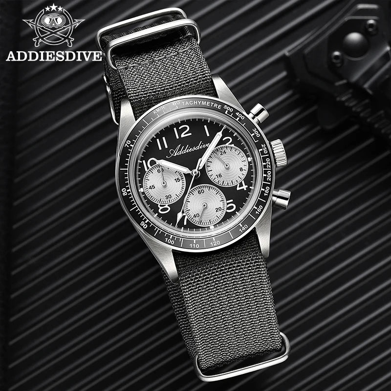 ADDIESDIVE Men  Japan VK63 Quartz Watch 200m Waterproof Watches Ceramic Bezel BGW9 Luminous Fashion Men 2025 High Luxury  Watch
