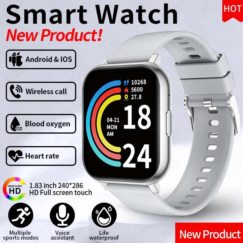 LIGE Nuevo reloj inteligente con llamadas BT para mujer, monitoreo de salud, resistente al agua IP68, notificaciones inteligentes y asistente de voz para hombre