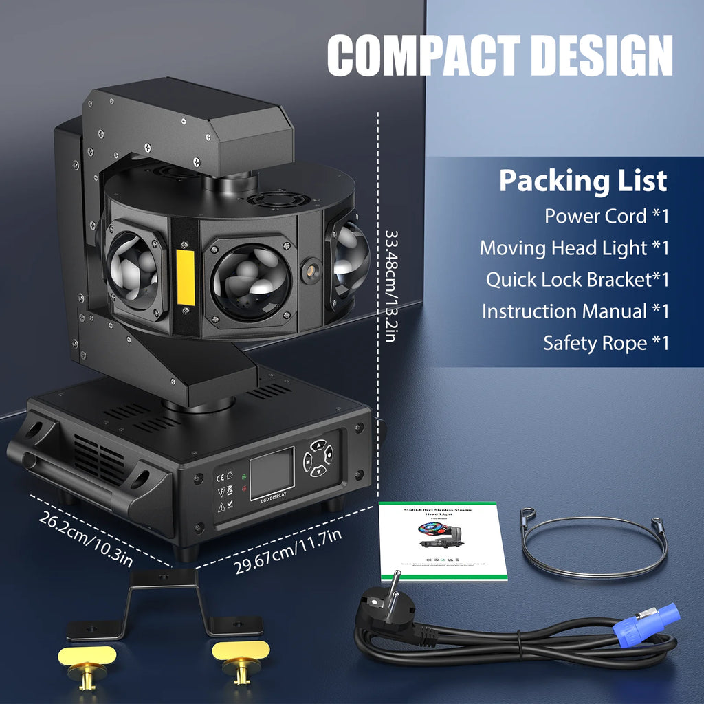 Yiflamefly 160W RGBW Beam Moving Head Light 3Axis 360°Rotation DJ Light DMX512 Stage Lights For Disco Wedding Party Live Show